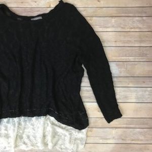 Umgee USA Knitted Sweater with Lace Size 1XL